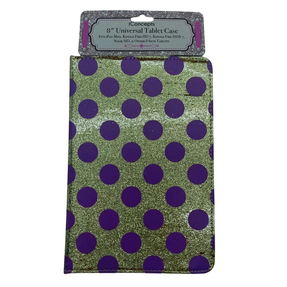 iConcepts Universal Tablet Case Gold Glitter Purple 8 Inches